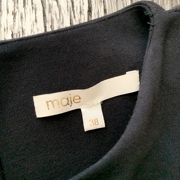 Maje Black Shoulder Padded Dress Size 38 - Picture 4 of 4